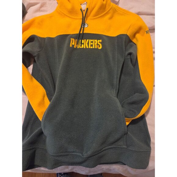 VTG NFL Greenbay Packers Hoodie Sweatshirt M Green Yellow Fleece Embroidered - Picture 4 of 9